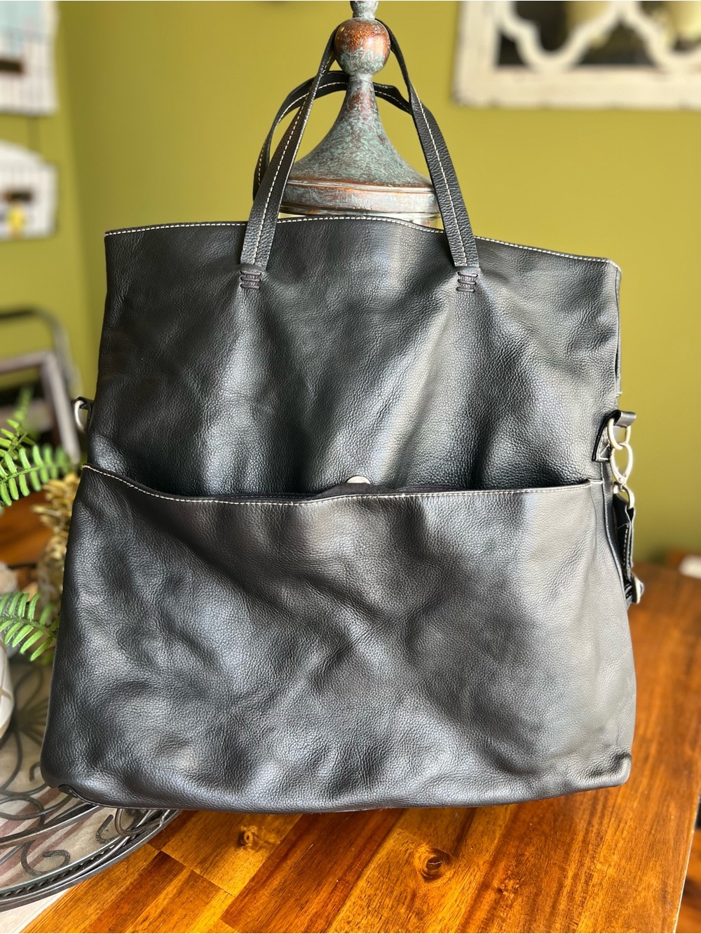 JJill Large Black Pebbled Leather Bag